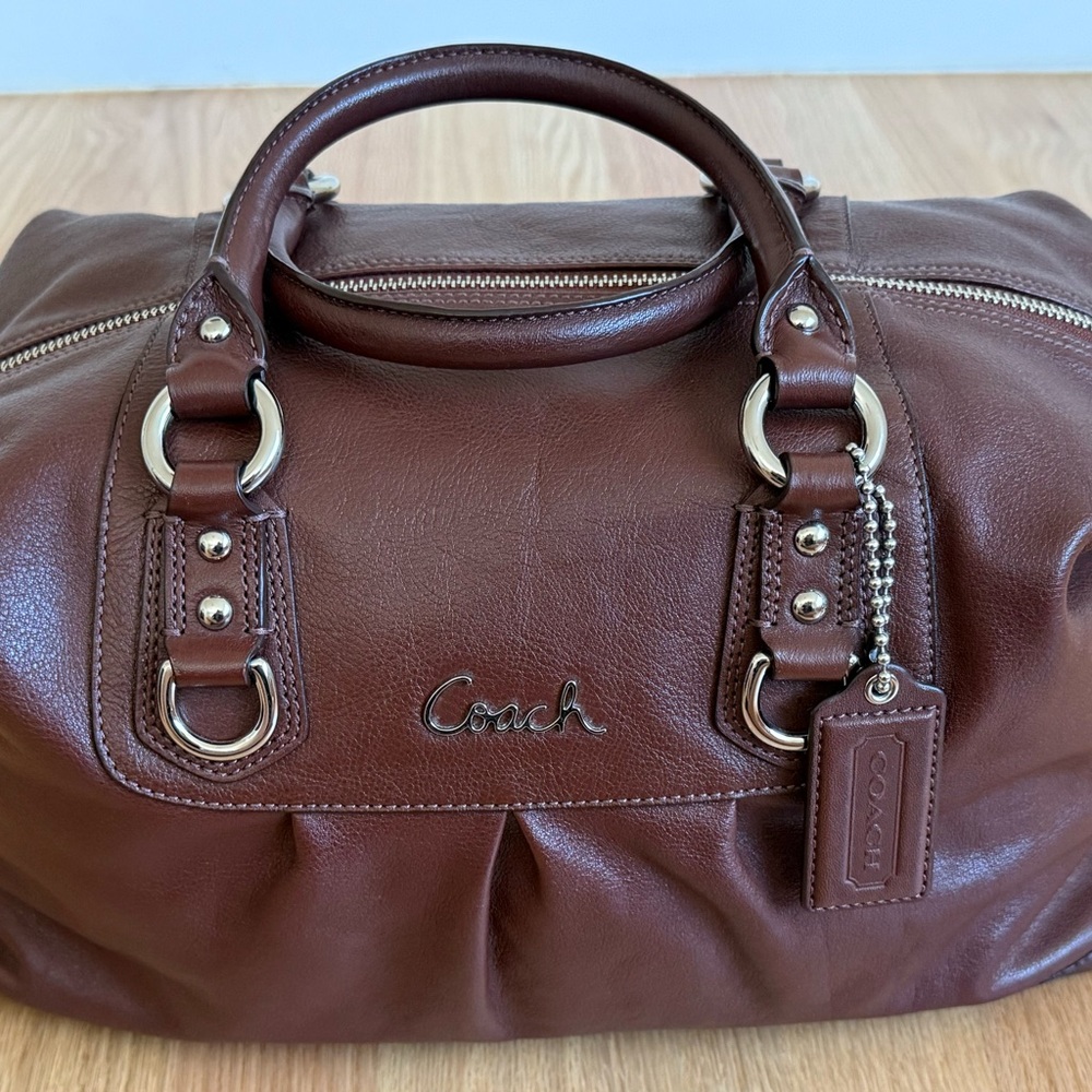 Coach Brown Leather Duffel Bag with Classic Design
